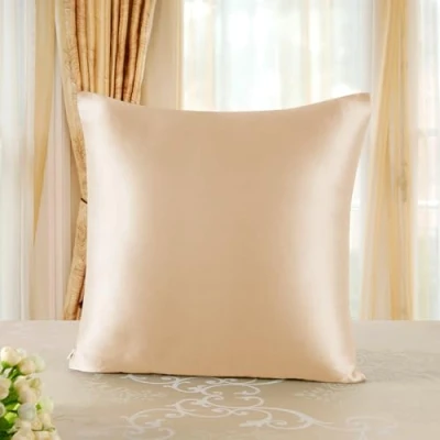 Image de townssilk Housse de coussin double face, 60 x cm, carrée, 100 % soie mûrier pure, 82,46 g/m² (19 mommes), convient pour la peau et les cheveux, avec fermeture éclair cachée, 600 fils, dorée