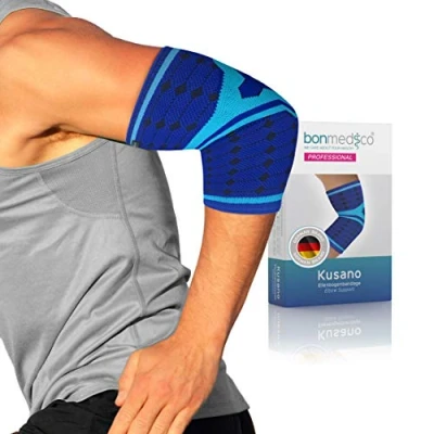 Image de bonmedico Coudière Tendinite Farko Manchon de Compression Bras, Support Coude Unisexe, Maintien Gauche/Droite, Bleu L