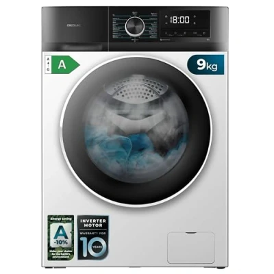 Image de Cecotec Lavadora 9 Kg Carga Frontal Bolero Dresscode 9500 Inverter A. 1900 W, 1400 rpm, Motor Plus, Bajo Consumo, 16 Programas, SteamMax, Delay Start, Blanco