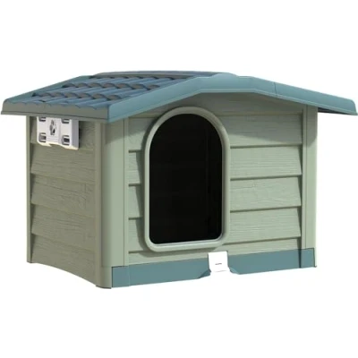 Image de Bama Niche pour Chien Bungalow Grande Vert 110x94x77 cm Plastique Base amovible Toit ajustable Système de jonction simple