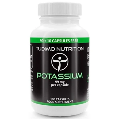 Image de Potassium Complement Alimentaire 99mg 100 Capsules à Désintégration Rapide, Chacune avec 99 mg Gluconate de et Qualité Supérieure en Poudre
