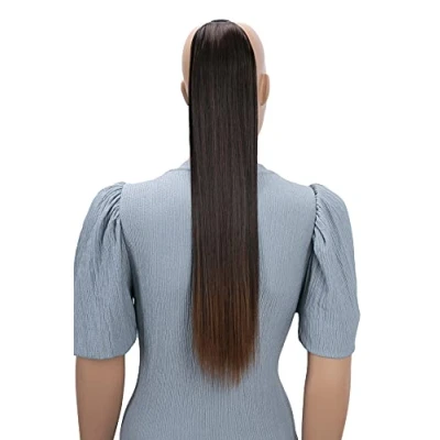 Image de CAISHA 60cm Postiche Avec 2 Rubans Natte Queue De Cheval Extensions Cheveux Raide Mélange Brun HC16