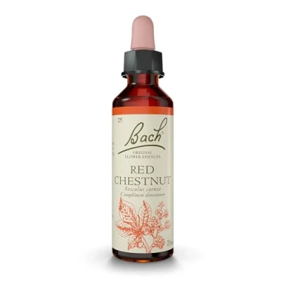 Image de Fleurs de Bach Original, Red Chestnut, No 25, pour plus d&#039;optimisme, aide à moins se préoccuper ses proches. Elixir floral naturel le bien être émotionnel. Compte Gouttes 20ml, Vegan
