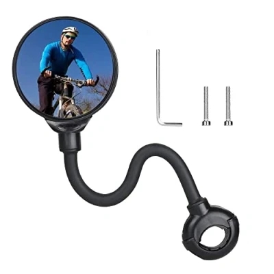 Image de Rétroviseur de Vélo, Guidon Réglable à 360 et Miroir Vélo Rotatif, Convexe en Acrylique, Sécurité, pour VTT, Électrique, Cyclomoteur VTT