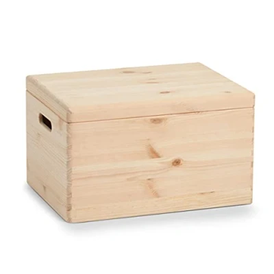 Image de Zeller Present 13152 Boîte Multi Usage en Bois de Conifère avec Couvercle 40 x 30 24 cm