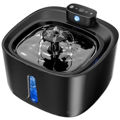 Image de TOPPLEE Fontaine à Eau Chat, 3.2L Grande Capacité pour Chat avec Détecteur de Mouvement 4000mAh Rechargeable sans Fil 5 Couches Filtrage Filtre