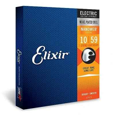 Image de cordes Elixir® pour guitare électrique 7 avec revêtement NANOWEB®, Light/Heavy (.010 .059)