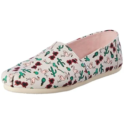 Image de TOMS Femme Alpargata Print Mocassin plat, Flamant Gris, 35.5 EU