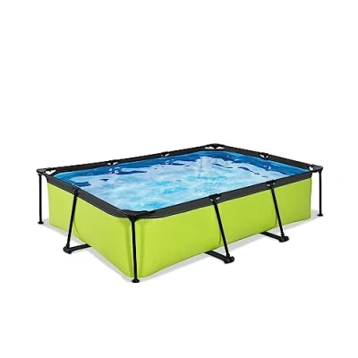Image de EXIT Toys Piscine Lime 300x200x65cm Hors Sol Rectangulaire avec Pompe Filtrante à Cartouche Entrée Basse Idéal pour Les Jeunes Enfants Cadre Stable Design Unique Vert