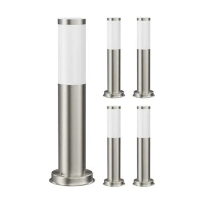 Image de ledscom.de 5 pièces Lumière de chemin/Borne d&#039;éclairage/Lampe jardin PORU pour l&#039;extérieur, IP44, 39 cm, inox, 1x E27 max. 40W