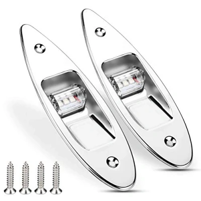 Image de 2 pièces 12 V LED feux de navigation bateau en acier inoxydable encastré latéraux marine arc lumière lampe pour marin yacht vert/rouge bate