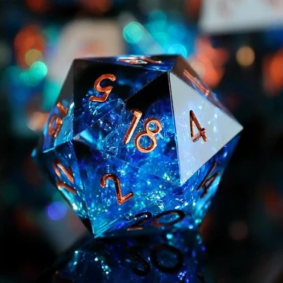 Image de Elifel Dés DND Set 7 pièces Résine Polyédriques Sharp Edge Dice Faits à la Main pour Donjons D4 D6 D8 D10 D12 D20 D% Dragons MTG Ttrpg Pathfinder RPG Jeu de Role avec Boîte Cadeau