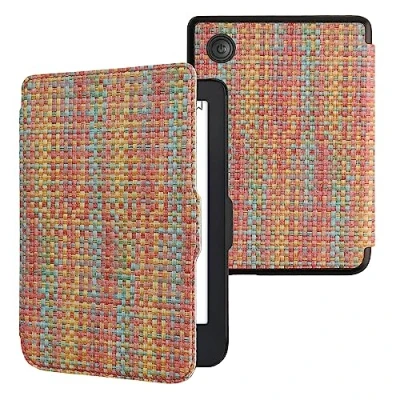 Image de kwmobile Étui liseuse Compatible avec Kobo Clara 2e à Rabat magnétique Protection en PVC Jaune Rouge Vert