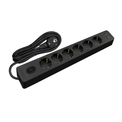 Image de Multiprise NO NAME G6TH52S 6 prises type F Interrupteur USB A+C charge rapide 20W