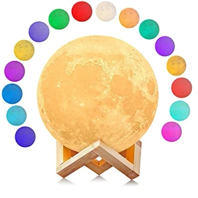 Image de Uten Lampe Lune 3D, Veilleuse LED Décorative 16 Couleurs avec Télécommande et Interrupteur Tactile USB Rechargeable de Nuit pour Chambre Salon Café Cadeau Anniversaire Noël