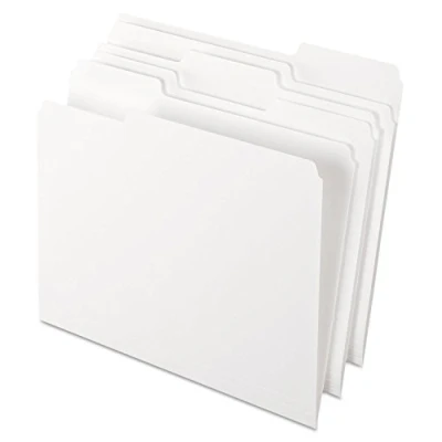 Image de Pendaflex Lot de 100 dossiers couleur bicolore, format lettre, blanc, coupe 1/3, par boîte (152 1/3 WHI)