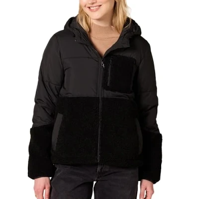 Image de Amazon Essentials Veste Doudoune Sherpa Femme, Noir, M