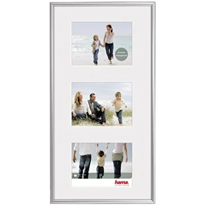 Image de Hama cadre galerie photo en plastique &quot;Madrid&quot; (taille de 25 cm x 55 cm, taille la 13 18 3 photos par cadre, à accrocher, élégant, simple, classique) Argent