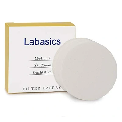 Image de Labasics Cercles de Papier Filtre Qualitative, en Cellulose 125 mm Diamètre avec une Vitesse Filtration du Milieu Rétention des Particules 20 Microns, Paquet 100