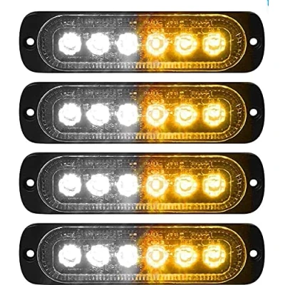 Image de HULX Indicateurs Latéraux LED, 4 Pièces 6 LED Feux de Gabarit Voiture 12V 24V Feu Latéral Arrière Avant (Blanc + Jaune)