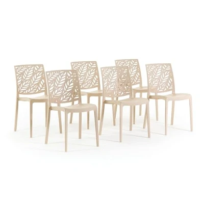 Image de RATTATAN Dafne Chaises en résine renforcée de Fibre Verre, empilables, Usage intérieur et extérieur (6, Crème)