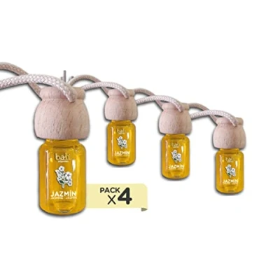 Image de Bali Fragrances Lot de 4 désodorisants pour voiture Jasmin 6 ml 0% d&#039;alcool, absorbe les mauvaises odeurs votre véhicule.