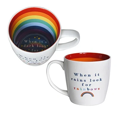 Image de Two Up Down When It Rains Look for Rainbows Inside Out Mug in Gift Box Special Mugs Gifts