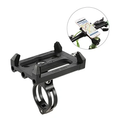 Image de Support de téléphone Vélo + Bandes sécurité, Réglable, Universal, Portable Guidon vélo, VTT GPS Bracket Cradle Clamp Montagne (noir 2) Réglable à 180