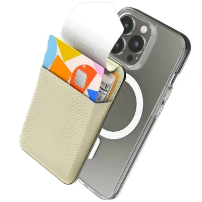 Image de Sinjimoru Magnetic iPhone Wallet Compatible with MagSafe Wallet, Phone as Card Holder for 15 14 13 12 Series. M Flap Beige