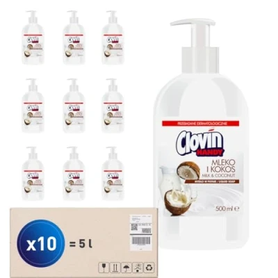 Image de Handy Eco Lot de 10 savon liquide pour les mains au lait et noix coco 500 ml