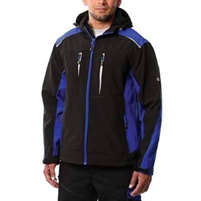 Image de Goodyear GYJKT012 Veste à capuche en softshell pour hommes, Noir / Bleu Royal, XL