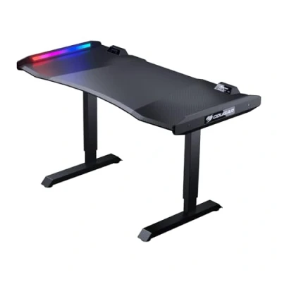 Image de Cougar Gaming Bureau Mars Fibre de Carbone Design Ergonomique Surface Spacieuse Système Gestion des Câbles Éclairage LED Personnalisable