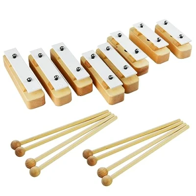 Image de A Star Chime Bar Lot de 8 xylophones soprano diatoniques en bois Glockenspiel avec batteurs C6 à C7