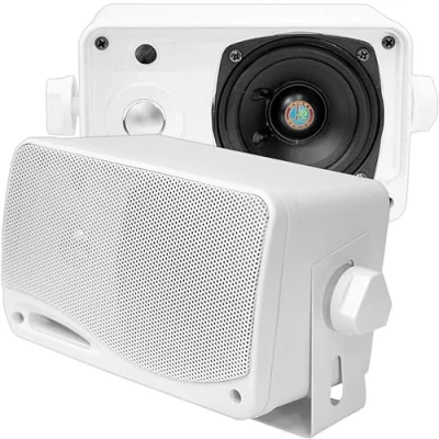 Image de Paire d&#039;enceintes Pyle. Haut parleurs de 3.5 &quot; (8.9 cm) imperméables avec une puissance 200 Watts Blanc.