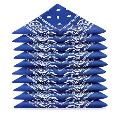 Image de Lot de bandanas 100% Coton paisley foulard fichu Bleu Roy 10 identiques