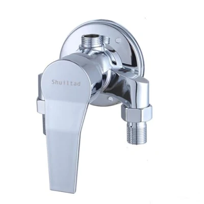 Image de Robinet de douche mural en laiton exposé avec interrupteur vanne commande pour eau froide et chaude, mitigeur salle bain