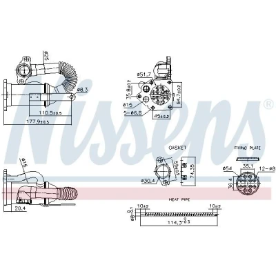 Image de NISSENS 989453 Refroidisseur EGR sans bypass de dépression RENAULT: GRAND SCENIC 2, CLIO 3, DACIA: Sandero I, Duster SUV, Logan I MCV