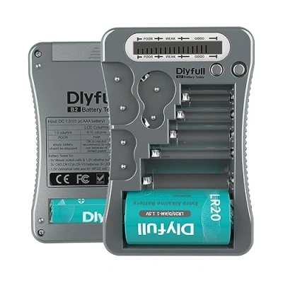Image de Dlyfull Testeur de piles LCD universel pour bouton AA AAA C D 9 V CR123A CR2 CRV3 2CR5 CRP2 Gris