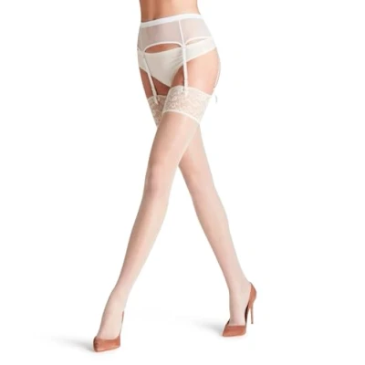 Image de FALKE Seidenglatt 15 DEN W STO transparent uni 1 paire, Bas autofixant Femme, Blanc (Champagne 2579), S