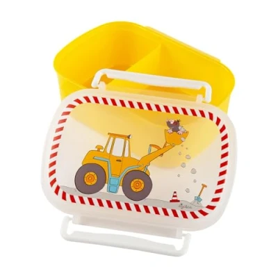 Image de Sigikid Bodo 25267 Boîte à goûter avec insert pour enfants partir de 2 ans, sans BPA, sûre, légère, fermeture étrier, le déjeuner, la maternelle, jaune /