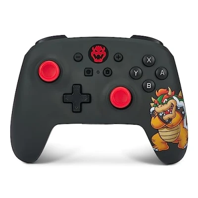 Image de manette sans fil PowerA pour Nintendo Switch, modèle OLED et Switch Lite, accessoire de jeu, Bluetooth, sous licence officielle Mario: King Bowser