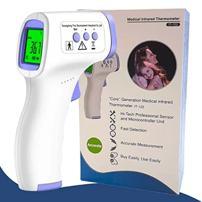 Image de Thermomètre infrarouge numérique pour adultes, enfants et nourrissons,Approuvé CE UK,Thermomètre frontal sans contact,Lecture instantanée,Alarme de fièvre,Affichage d&#039;éclairage 3 couleurs