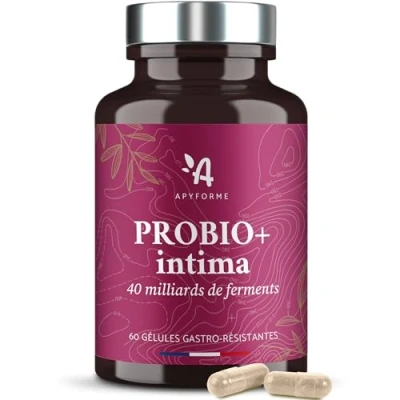 Image de Probio+ Intima Probiotique Flore Intime Jusqu&#039;à 40 Milliards UFC/Jour 4 Souches Lactobacillus Reuteri, Rhamnosus Crispatus et Acidophilus 100% FRANÇAIS