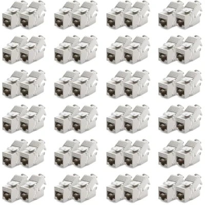 Image de deleyCON 48x Module Keystone CAT 6a Jack Blindé STP Connecteur RJ45 Installation Snap In Montage Câble Brut 500 Mhz 10 GBit/s