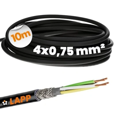 Image de Lapp 1030532 LiYCY Câble de commande blindé 4 x 0,75 mm² I Résistant aux UV signal fils données pour l&#039;extérieur soudure LED raccordement noir