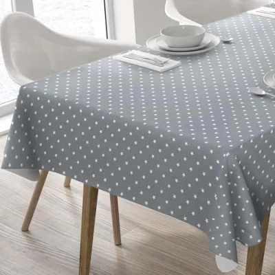Image de Home Direct Nappe Toile cirée PVC Rectangulaire 140 x 180 cm étoiles Gris Clair