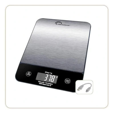 Image de LITTLE Balance 8711 Happy Genius 10 Iox, de cuisine sans pile, rechargeable USB C, Réparable, kg, Inox