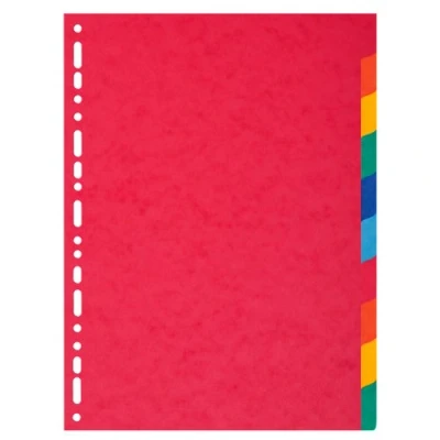 Image de Exacompta Réf. 1410E Intercalaires en véritable carte lustrée souple 225g/m2 FSC® avec 10 onglets neutres Format à classer A4 Dimensions 22,5 x 29,7 cm couleurs assorties