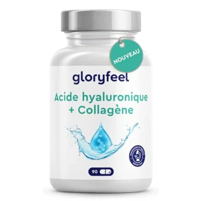 Image de Collagene Type 1 &amp; 3 + Acide Hyaluronique, Enrichi en Vitamines A C, Biotine, Zinc Sélénium, 1000mg de Collagène Hydrolysé, Anti âge et pour les Articulations, 90 Capsules, Testé Laboratoire