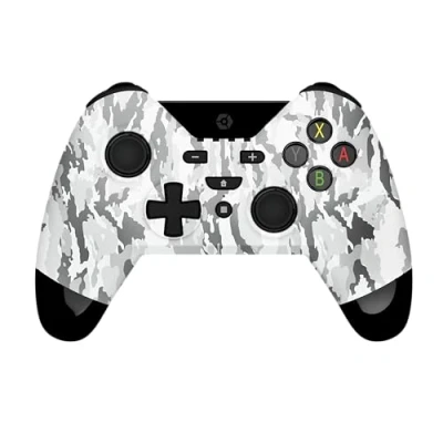 Image de Gioteck WX4 Manette Bluetooth sans fil pour Nintendo Switch compacte Switch/Switch Lite/PC Vibrations Autonomie 12 Heures avec LED Niveau de Batterie Couleur Camo Gris